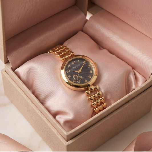 Golden and Black Grace Slim Link Watch SOU513