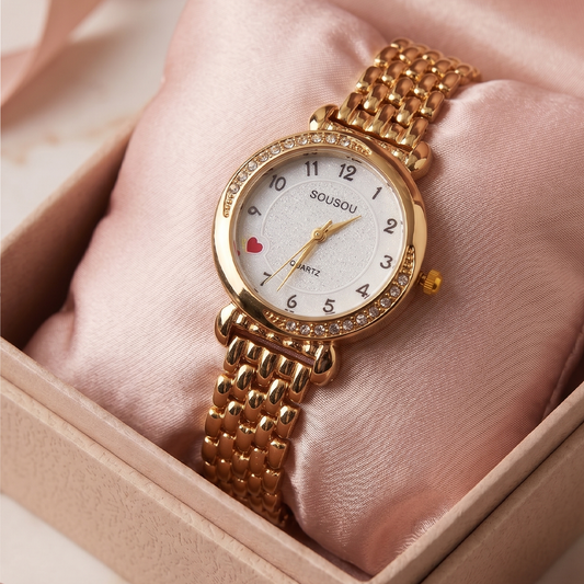 Serene Golden and White Classic Watch SOU515