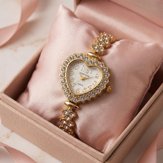 Crystal Blossom Golden and White Luxury Watch SOU514