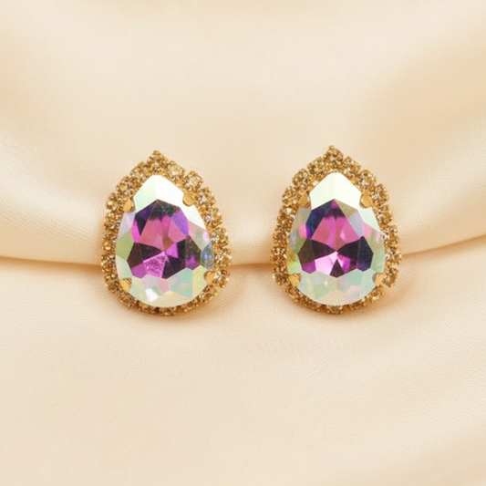 Pear Shaped Studs earrings $_0052 (Golden-Multishade)
