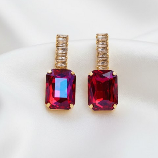 Teardrop Halo Studs $_0054 (Golden-Purple)