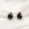 Pear Shaped Studs earrings $_0052 (Silver-Black)