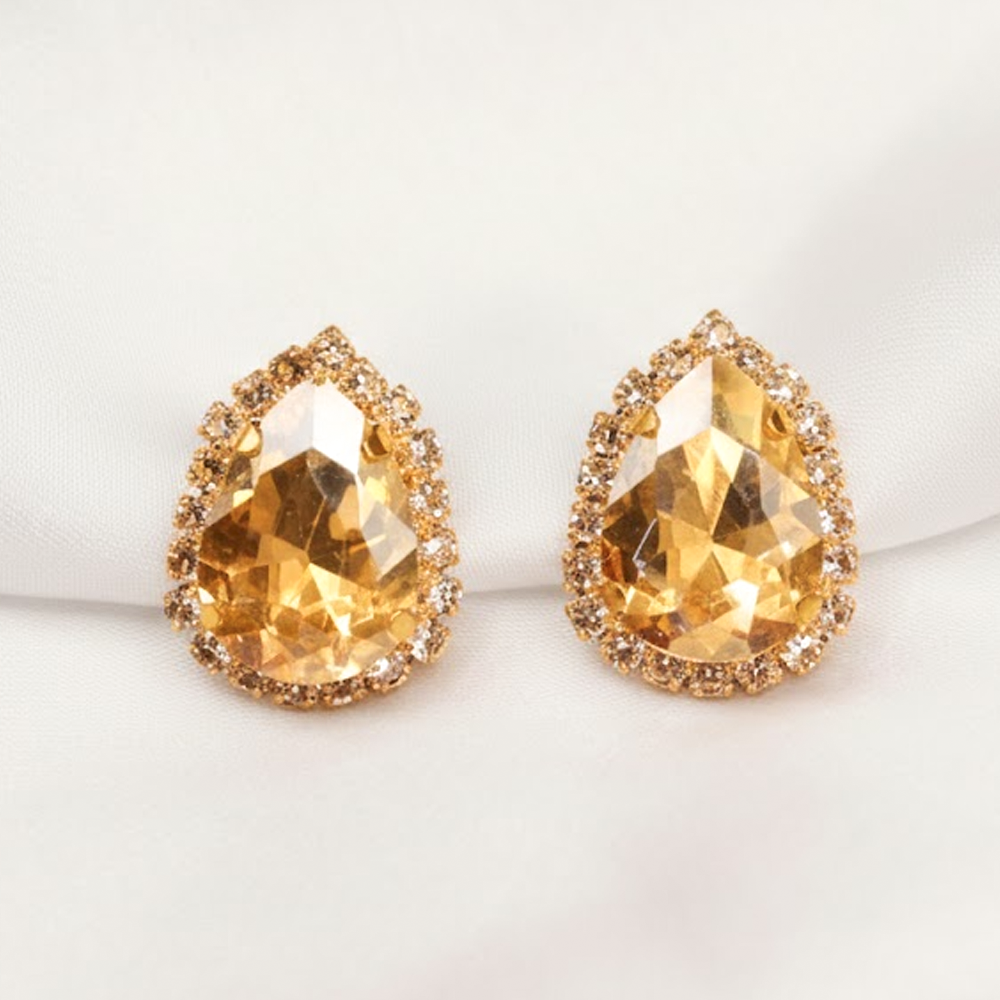 Pear Shaped Studs earrings $_0052 (Golden-Tiger)