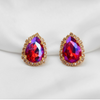 Pear Shaped Studs earrings $_0052 (Golden-Purple)