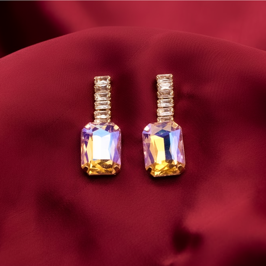 Teardrop Halo Studs $_0054 (Silver-Multishade)