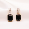 Teardrop Halo Studs $_0054 (Silver-Black)