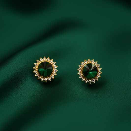 Flowral Crystal Studs ¥-0038 (Golden-Green)
