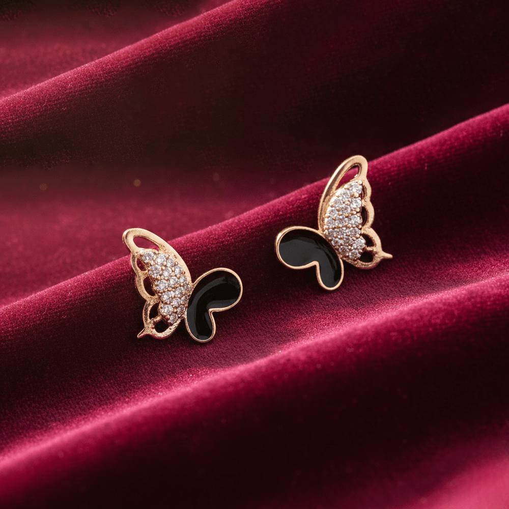 zirconia silver butterfly studs ¥-0024 - MAWKLUXORA