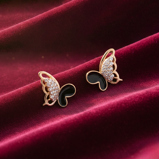 zirconia silver butterfly studs ¥-0024