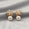 butterfly white beads with pearl hoops ¥-0006 (Golden) - MAWKLUXORA