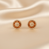 Circle Studs With Gemstones ¥-0025 (Golden-Orange) - MAWKLUXORA