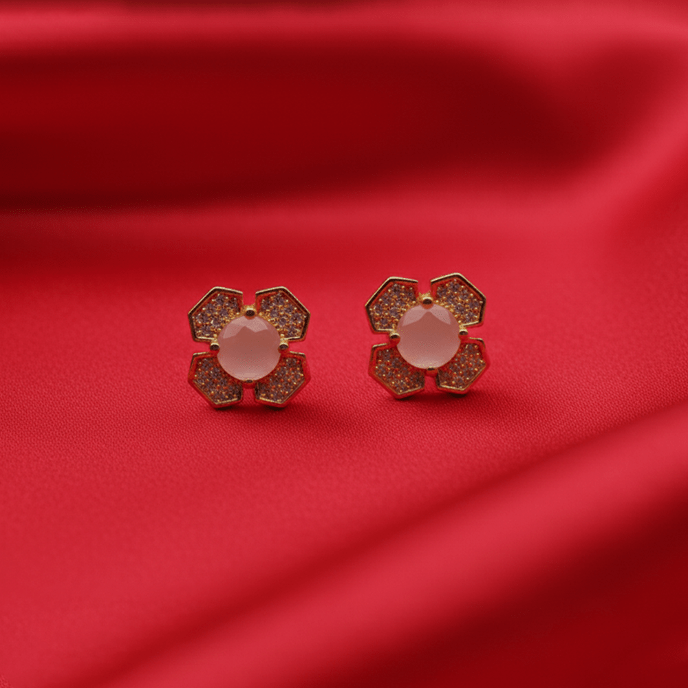 Flowral Crystal Studs ¥-0031 (Golden-Pink) - MAWKLUXORA