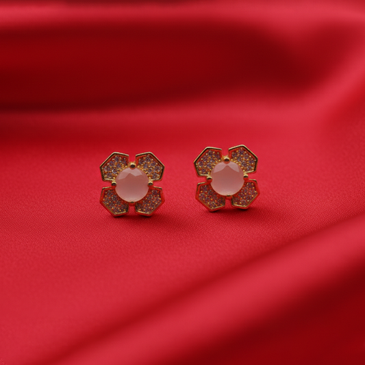 Flowral Crystal Studs ¥-0031 (Golden-Pink)