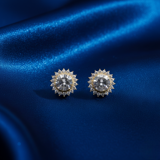 Flowral Crystal Studs ¥-0038 (Golden-Transperant)