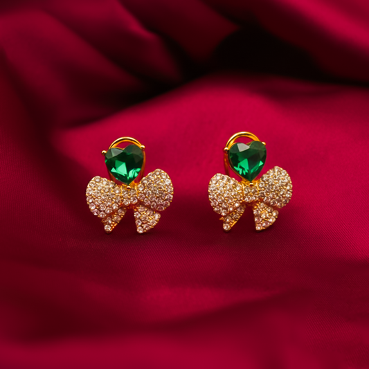 Bow & Gemstuds ¥-0036 (Golden-Green)