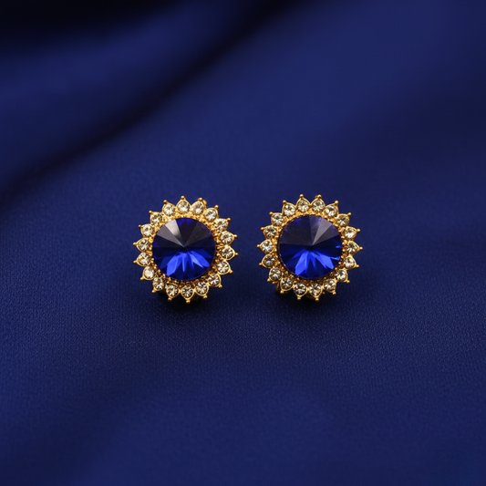 Flowral Crystal Studs ¥-0038 (Golden-Blue)