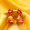 Traditional Flower Jhumka ¥-0029 (Golden-Red)
