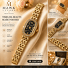 Elegant Women’s Golden and Black Oval Dial Watch with Crystal Border SOU512 - MAWKLUXORA