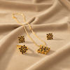 Golden & Black Petal Jewelry Set ¥-0017 (Golden-Black) - MAWKLUXORA