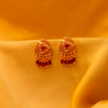 Dome Earrings with CZ Tassels ¥-0040 (Golden-Red)
