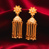 Traditional Flower Jhumka ¥-0029 (Golden-Transperant) - MAWKLUXORA