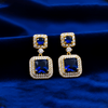 Cubic zirconia Earrings ¥-0028 (Golden-Blue) - MAWKLUXORA