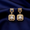 Cubic zirconia Earrings ¥-0028 (Golden-Transperant)