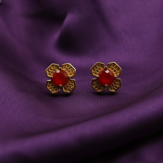Flowral Crystal Studs ¥-0031 (Golden-Red)