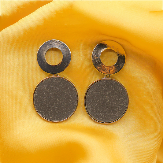 Double Disc Drop Studs ¥-0026 (Black-Silver)