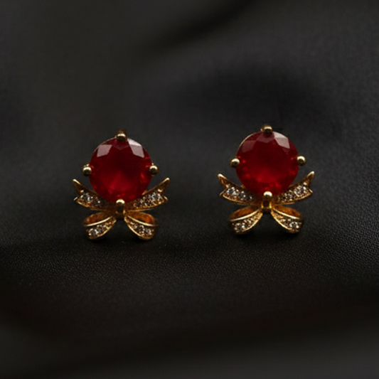 Bow & Gemstuds ¥-0036 (Golden-Red)