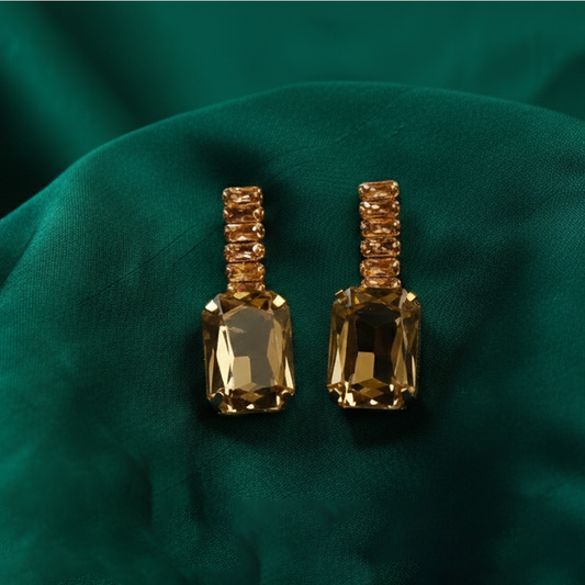 Teardrop Halo Studs $_0054 (Golden-SeaGreeen)