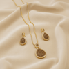 Sparkling Oval Pendant Set ¥-0019 (Golden-Black) - MAWKLUXORA