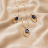 Royal Blue Teardrop Pendant & Stud Set ¥-0020 (Golden-Blue) - MAWKLUXORA
