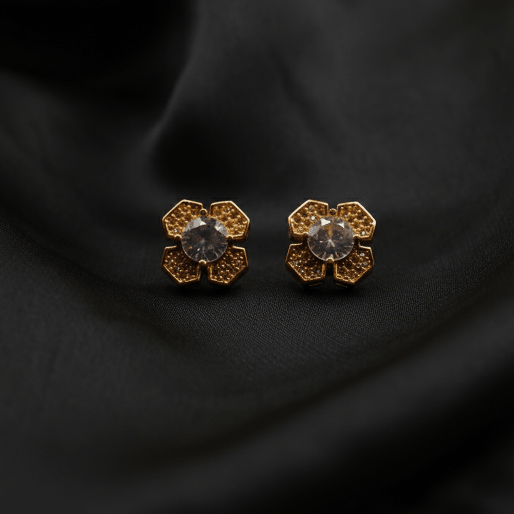 Flowral Crystal Studs ¥-0031 (Golden-Transperant) - MAWKLUXORA