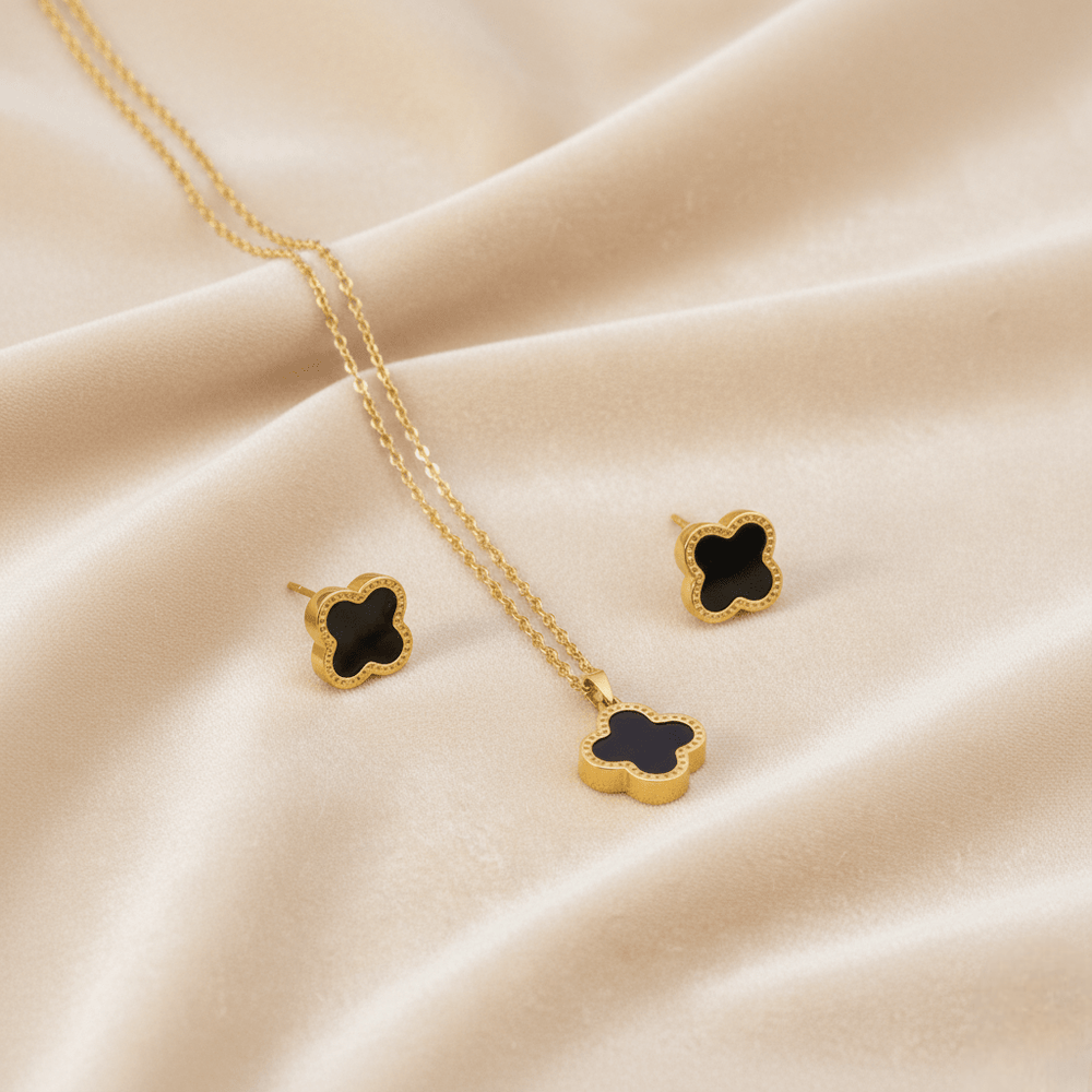 Four-Leaf Clover Pendant & Stud Set ¥-0022 - MAWKLUXORA