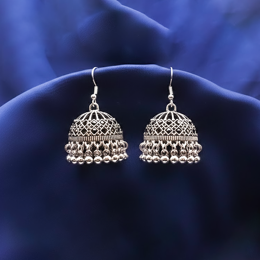 Traditional Jhumka $_0059 (Silver-Black)
