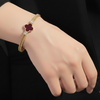 Shiny zircon lucky clover stacked bracelet $_0061 (Golden-Brown)