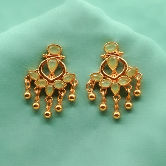 Turkish Leave Earrings ¥-0035 (Golden-Sea Greeen)