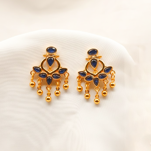 Turkish Leave Earrings ¥-0035  (Golden-Blue)