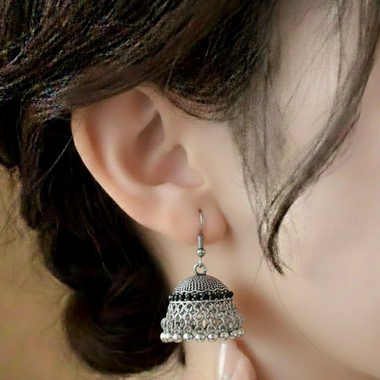 Traditional Jhumka $_0058 (Silver-Black)