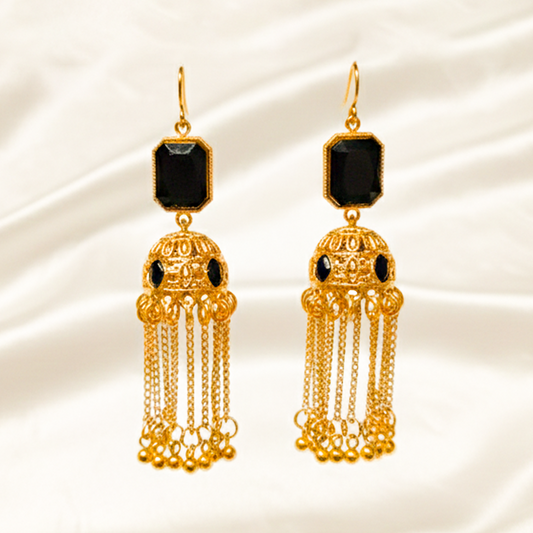 Traditional Jhumka ¥-0043 (Golden-Black)