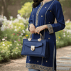Navy Blue Minimalist Handbag RP 0110 (Blue Golden) - MAWKLUXORA