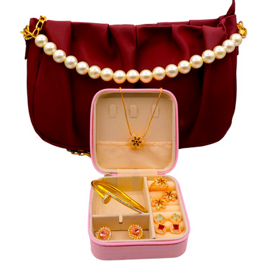 Luxury Pearl Clutch with Premium Jewelry Gift Set