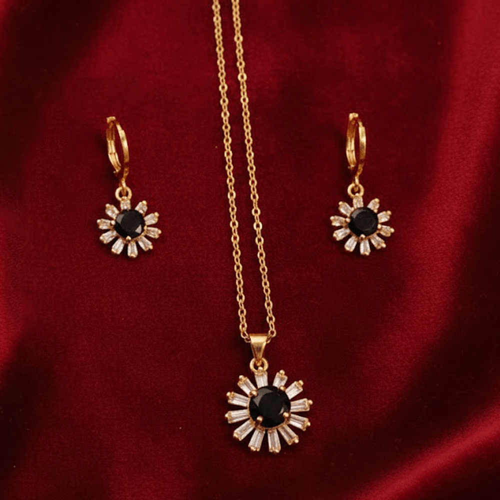Golden Black Nacklace Set $_0066 (Golden-Black) - MAWKLUXORA