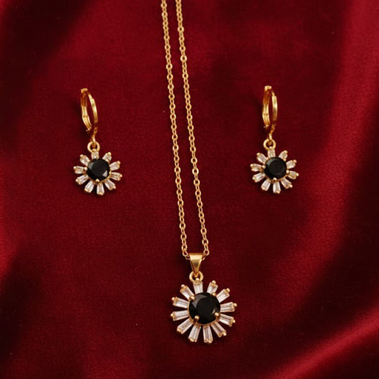 Golden Black Nacklace Set $_0066 (Golden-Black)