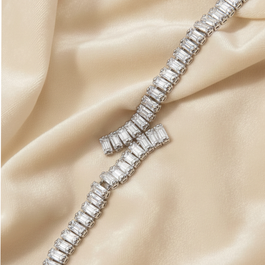 Thin Ribbon Bracelet $_0064 (Silver-Transperant)