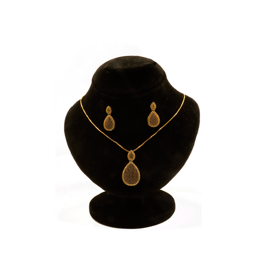 Sparkling Oval Pendant Set ¥-0019  (Golden-Black)