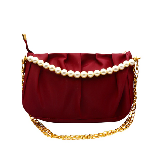 The Luna Pearl HandBag USD 0111 ( White Mahroon )