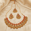 Kundan Style Set $_0072 (Golden-Red)