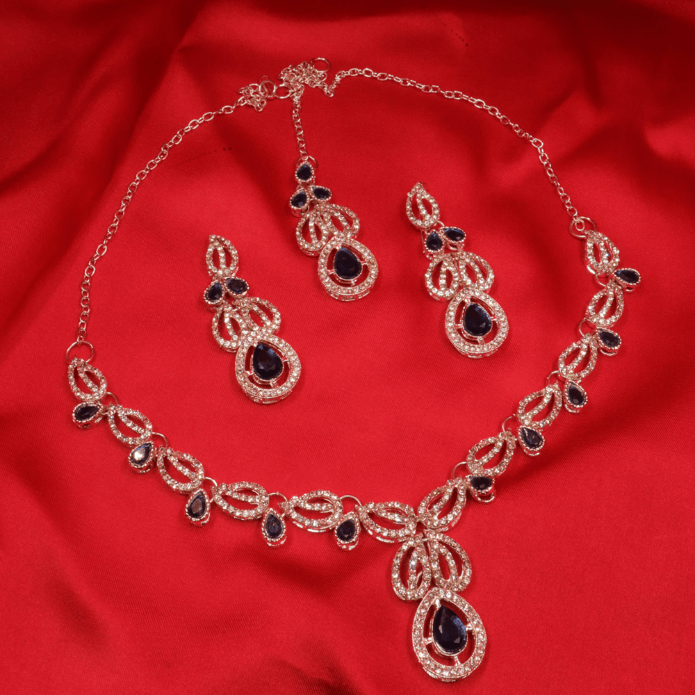 Regal Peach Blossom Nacklace Set $_0070 (Silver-Zinc) - MAWKLUXORA